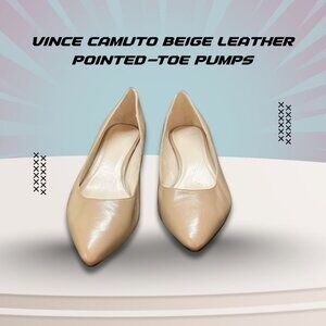 Vince Camuto Beige Leather Pointed-Toe Pumps Size 9 Stylish & Comfortable Womens